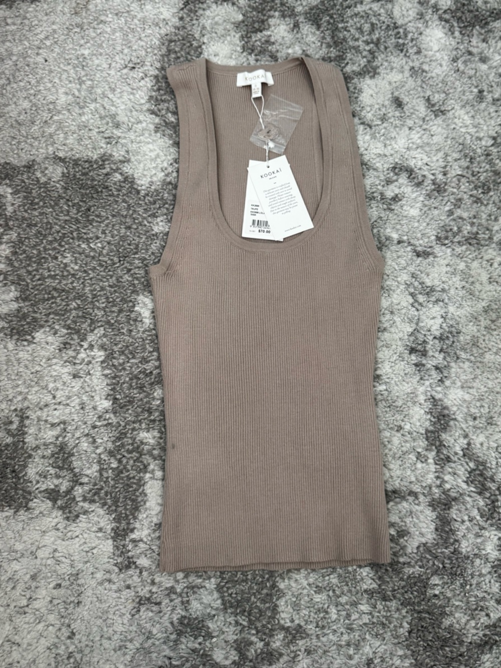 Kookai Taupe Ribbed Knit Tank